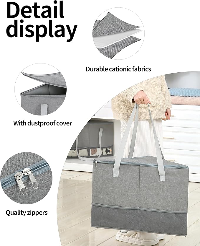 2 Pack Rigid Hanger Organizer, Triangle Storage Bin with Lid, Hanger Holder Stand for Space Saving, Clothes Organizer Stacker for Closet Laundry Rooms