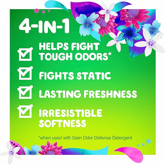 Gain Dryer Sheets Plus Odor Defense, Super Fresh Blast Scent, 120 Count, Helps fight static and odor, laundry sheets