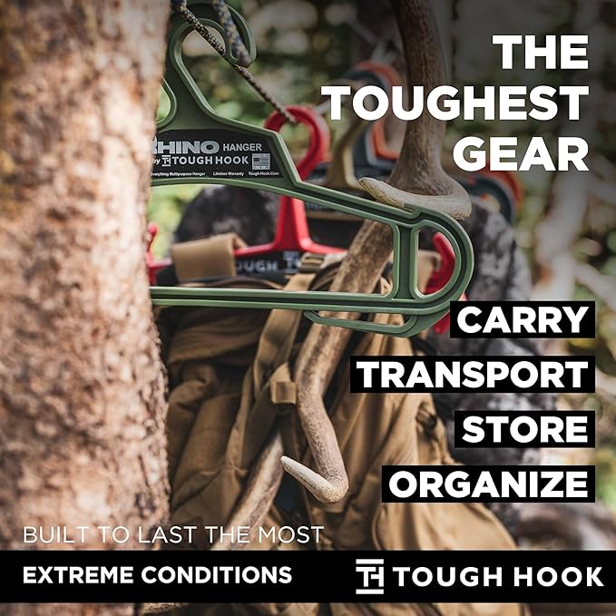 Rhino Tough Hook Heavy Duty Clothes Hangers – Made in USA, Military Grade Coat Hanger for Body Armor – 200-lb Capacity Suit Hangers – The Everyday for Everything, The Indestructible Hanger, 1 Blue