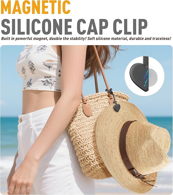 Nearockle Magnetic Hat Clip for Travel on Bag, 2026 Silicone Hat Clips Adjustable Sunhat Holder, Vacation Travel Essentials