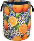 Tangerine Laundry Basket Mexican Tiles Foldable Oxford Cloth With Handle Portable Colorful Storage Basket Organizer Suitable For Laundry Room/Living Room/Children'S Room (18.9 X 16.5 Inch)
