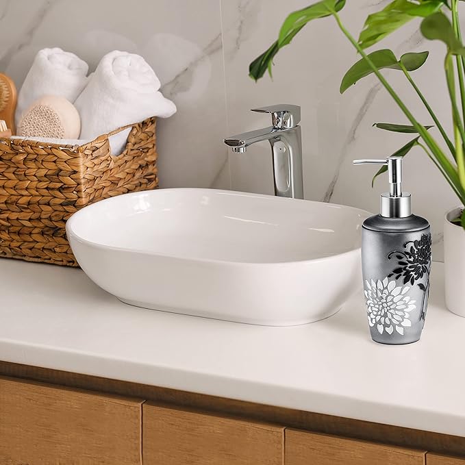 Zahari Home Erica Stylish Soap Dispenser Set - Modern Print Design for Kitchen and Bathroom - Lotion Pump, Dish Soap, Hand Sanitizer, Hand Soap - Cute and Practical