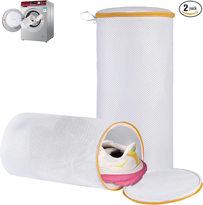 Shoe Washing Machine Bag, Laundry Shoe Bag for Washer and Dryer, White Sandwish Mesh, 2L(8x15in)