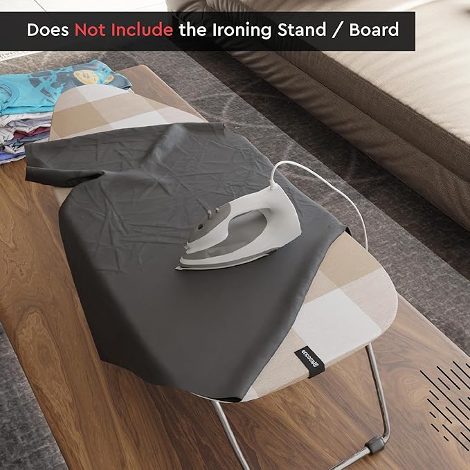 Encasa XO Ironing Board Cover and Pad 28"x12" - 4mm Felt Mini Iron Board Cover with Padding, Stain-Safe Dye, Non Slip, Elastic Bungee Cord Tightening, Heat Resistant Buffalo Beige