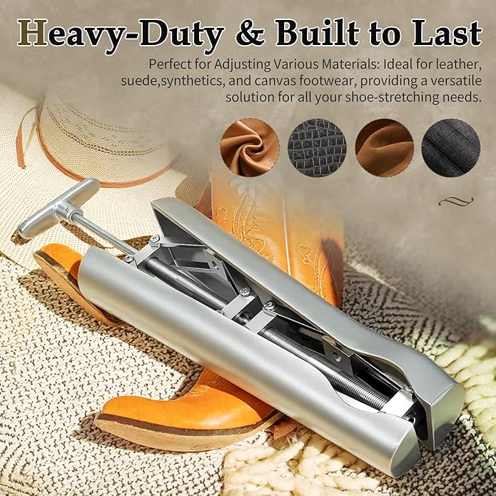 Professional Cast Aluminum Boot Stretcher for Instep & Shaft, Adjustable Boot Expander Tool for Tight Leather Boots & Relieves Tightness on Ankle, Calf & Toe Box.