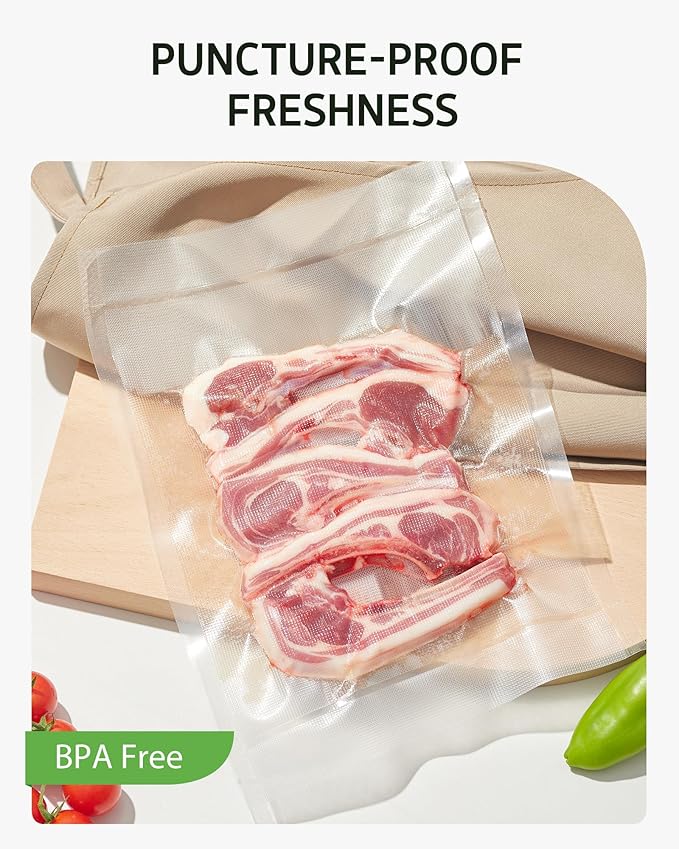 Syntus 8" x 150' Vacuum Sealer Bags for Food with Cutter, Vacuum Sealer Bags Roll Keeper BPA-free Heavy-duty Commercial Grade for Food Storage, Meal Prep and Sous Vide