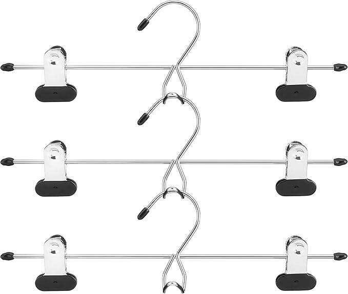Whitmor Add Chrome/Black Skirt & Slack Hangers