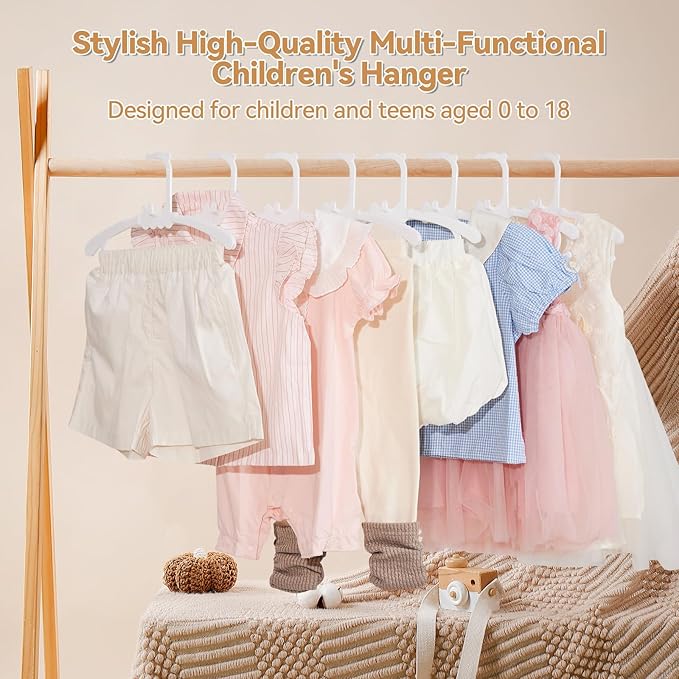 30 Pack Baby Nursery Closet Hangers,Extendable from 11.14"-15.55",Stackable Non-Slip Hangers for Children's Clothes. Adjustable for Infants, Toddlers and Children.Ideal for Laundry Closets.(White)