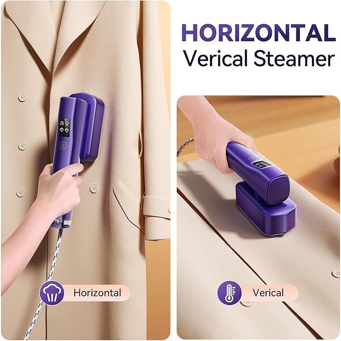 Steamer for Clothes,Portable 2 in 1 Handheld Clothing Steamer for Garment,1200W Efficient Rotatable Steam & Iron for Travel