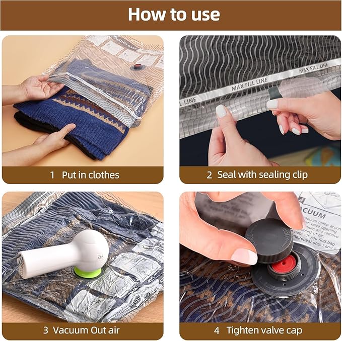 Vacuum Bags for Travel,15 Pack Carry-on Size Compression Packing Bags for Luggage and Suitcase, Space Saver for Clothes and Clothing Travel 80% Space Saver.