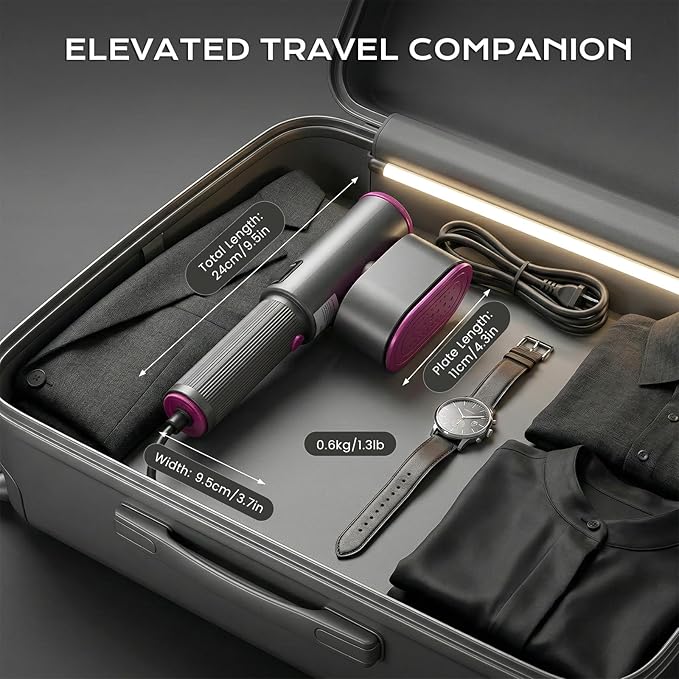 Travel Steamer for Clothes,1200W Portable Steamer ＆ Iron 2 In 1,Large Ceramic Heat Panel with 90°Rotatable Head,100ml Water Tank,110-120V Mini Ironing Machine for Home, Travel and Business.