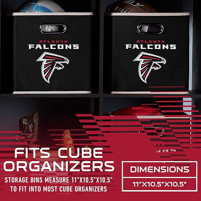 Franklin Sports NFL Storage Bins - Collapsible Cube Container + Basket - NFL Office, Bedroom + Living Room - 11"x11"