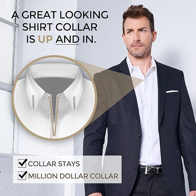 Million Dollar Collar Metal Collar Stays for Men with Felt Carrying Cases Stays Metal