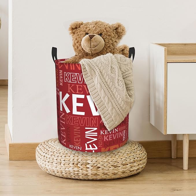 Custom Name Laundry Hamper, Personalized Dirty Clothes Hamper with Name for Bathroom Bedrooms Clothes Storage Organizer, Personalized Gifts for Boys Girls Men Women