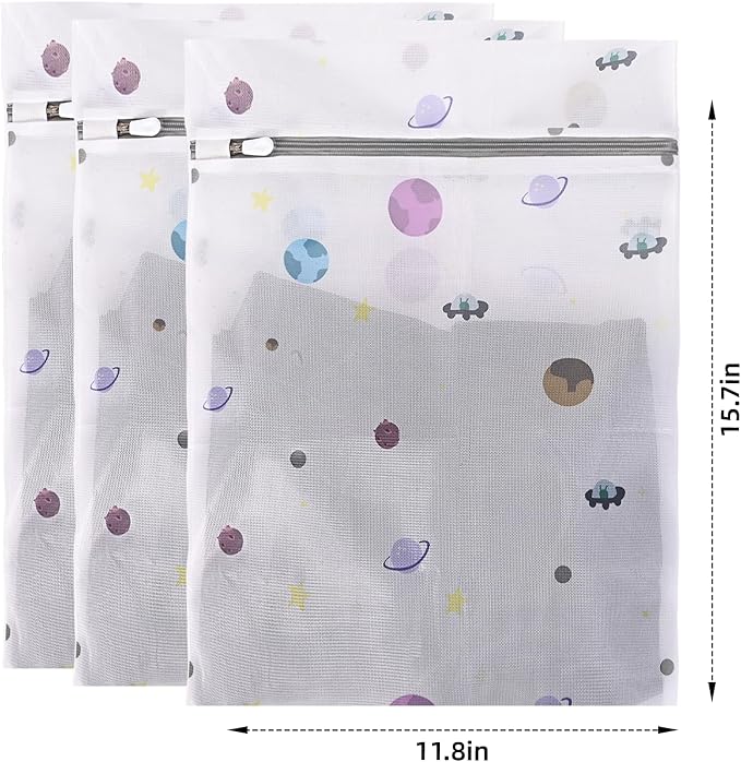 Durable Mesh Laundry Bag, Durable Laundry Bags with Premium Zipper (Planet)