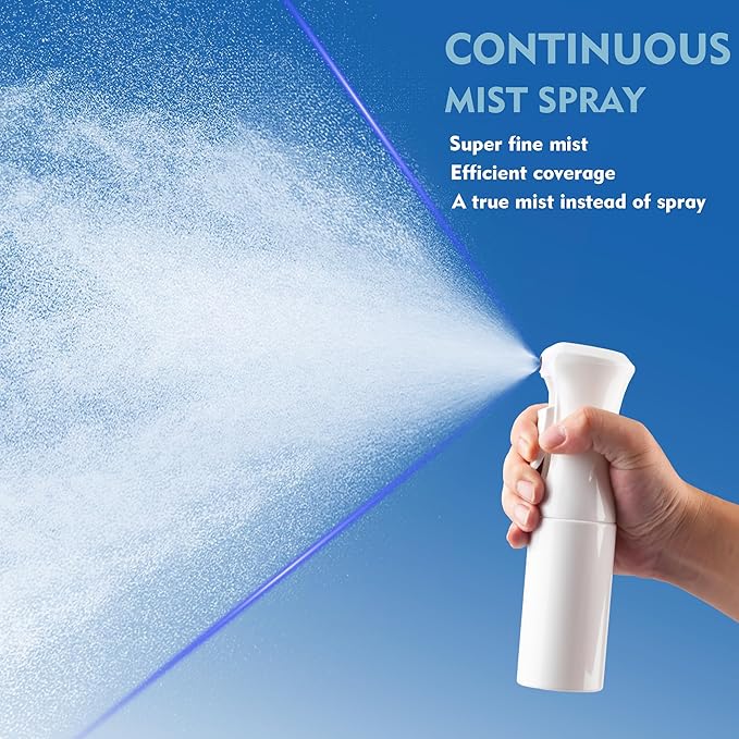 Continuous Spray Bottle for Hair, 1Pack Whole White 6.8oz Mister Spray Bottle, Hair Spray Bottles for Hairstyling, Cleaning, Plants, Pets, Salons & More