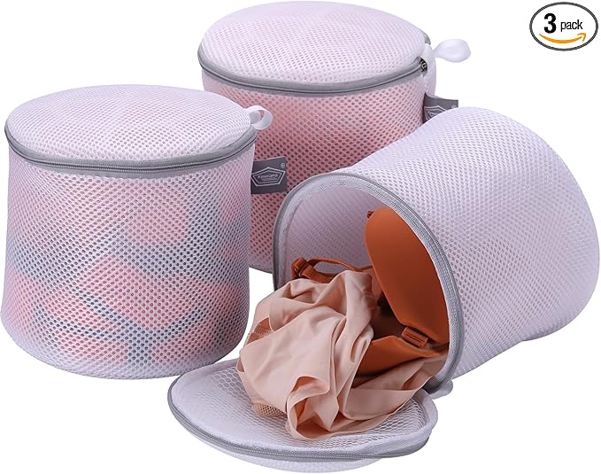 Kimmama Bra Washing Bags for Laundry, Lingerie Bags for Washing Delicates, Large Bra Laundry Bag for Washing Machine, Sandwish Mesh, 8x8x8"