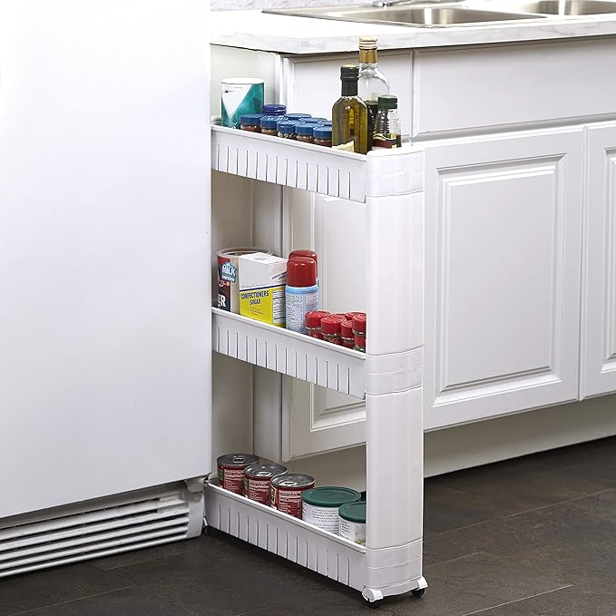 The Lakeside Collection Rolling Cart - 3-Tier Rolling Storage Cart