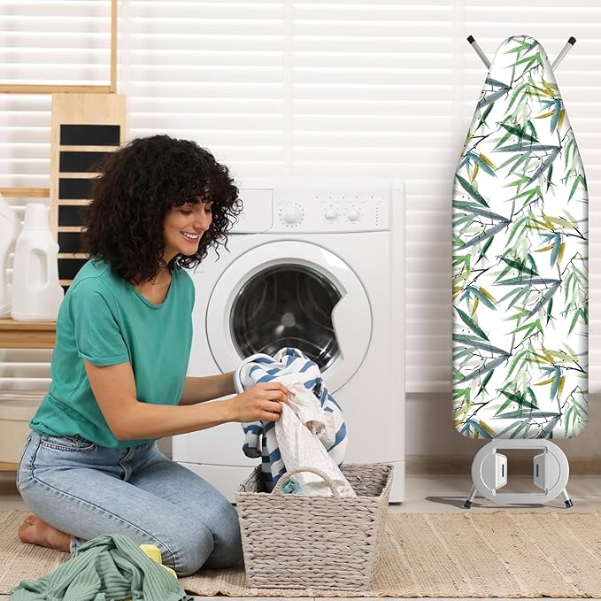 BNDX Iron Board Cover and Pad 15" x 54" for Laundry Rooms - Hotels Dorm Rooms Smooth with 2" Elastic, Even Heat Distribution Eco-Friendly Material - Serene Grove