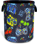 Game Laundry Basket Gamer Game Controller Foldable Waterproof Oxford Cloth Funny Tote Bag Laundry Hamper Clothes Storage Bucket Toy Organizer For Bathroom/Laundry Storage/Bedroom 18.9x16.5 Inch