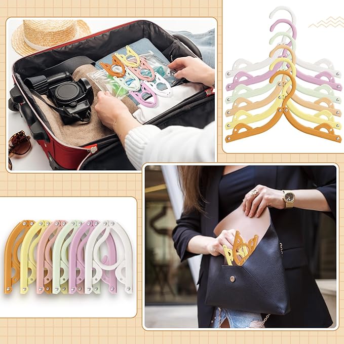 24 Pcs Travel Hangers Portable Foldable Hangers Cruise Ship Essentials Non-Slip Foldable Space Saving Clothes Drying Rack for Travel Cruise Business Trip Suitcase Dormitory School Hotel(Multicolor)