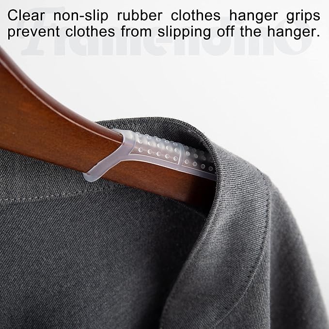 Framendino, 100 Pack Clear Non-Slip Rubber Clothes Hanger Grips Clothing Strips Hanging Accessories