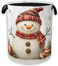 Christmas Snowman Laundry Hamper,Gold Snowflake Ornaments Clothes Hamper for Laundry,Waterproof Oxford Toy Storage Collapsible Hampers for Bedroom, Dorm Room,Bathroom,16x20 Inch