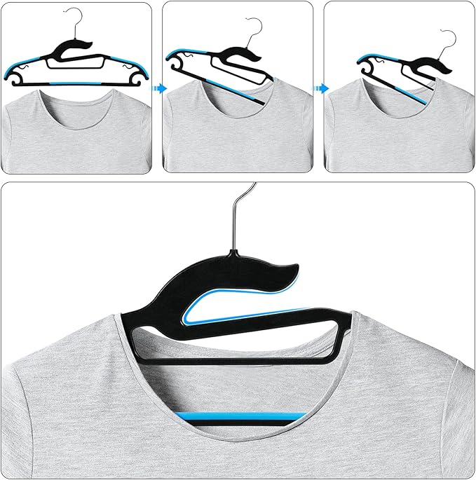 Tinfol 30PC Dry Wet Clothes Hangers with Non-Slip Pads, 16inch Plastic Space Saving Clothes Hanger - Heavy Duty Suit Hanger for Cloth,Underwear, Pants, Shirts and Sweaters