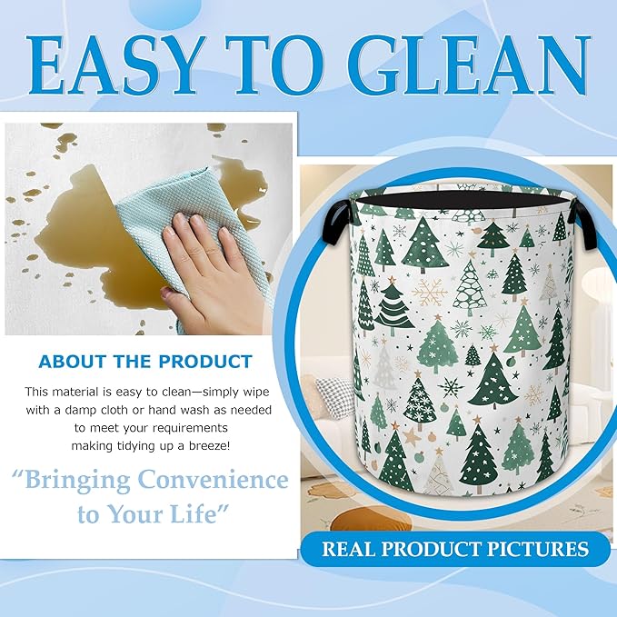 Christmas Tree Laundry Basket Woodland Collapsible Laundry Hamper Clothes Toy Storage Bin for Bathroom Bedroom Room Decor 16" X 20.8"