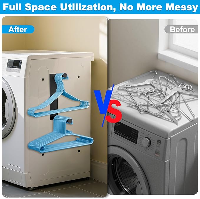 RedCall Magnetic Hanger Organizer for Washing Machine,Strong Magnet Hanger Storage Rack for Laundry Room Organization,Stacker Holder (Black)