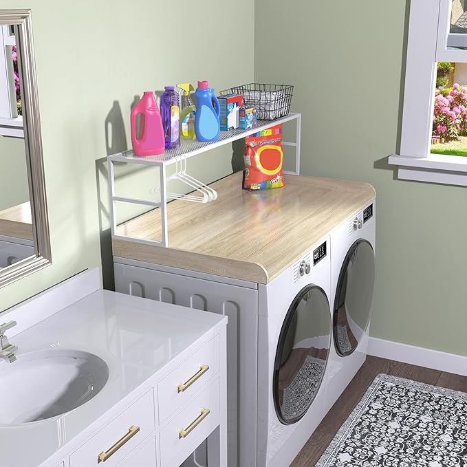 GDLF Washer Dryer Countertop Laundry Countertop with Washer Dryer Shelf, 54" W x27.55 D, Natural Wood Color