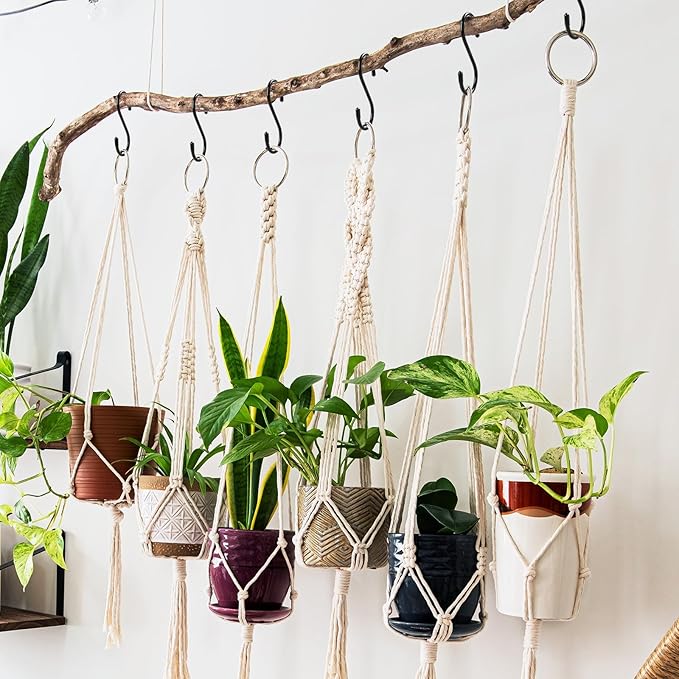 6 Pack Heavy Duty S Hooks for Hanging, Non Slip Vinyl Coated S Hook for Hanging Closet,Jeans, Pots, Mugs, Pans, Bird Feeders Kitchen and Large S Hook for Hanging Plants- 5 inch Length