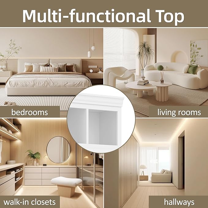 Modern Hall Tree with Bench and 5 Storage Cubbies, 5 Drawers and Adjustable Shelves, 78.7''H Hall Tree Entryway Storage Organizer Cabinet with 4 Doors for Hallway, Entryway, Living Room (White/506)