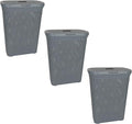 YBM Home Plastic Rattan Laundry Hamper Basket with Hinged Lid, Ventilation Holes, Durable, Lightweight Bin With Cutout Handles, Storage Dirty Clothes, Space Saver, 10.5" x 17.5" x 23.75", Grey, 3-Pack