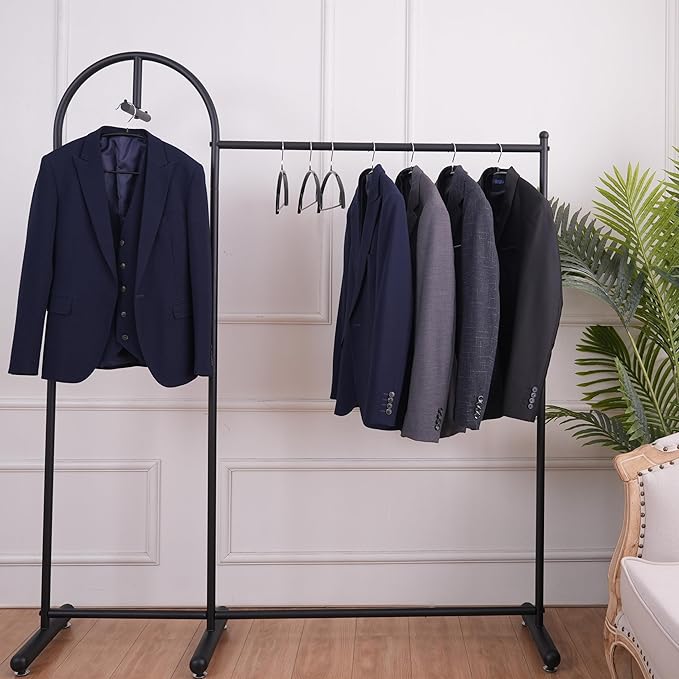 16.5 Inch Black No Shoulder Bumps No Mark Non-Slip Rubber Coated Contour Meta Hanger for Sweater T-Shirt Suit Coat Uniform with Pants Bar Pack of 10