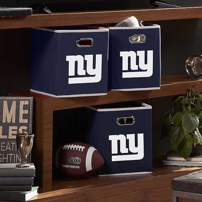 Franklin Sports NFL Storage Bins - Collapsible Cube Container + Basket - NFL Office, Bedroom + Living Room - 11"x11"