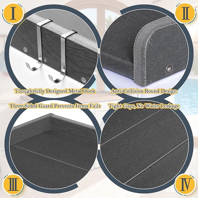 HDPE Washer Dryer Countertop, 54" x 27" Laundry Countertop with 2 Hooks & Non-Slip Pads, Washer and Dryer Topper for Laundry Room Organization, No-Installation (Grey)