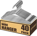Wire Hangers,Heavy Duty Clothes Hanger,Silver Metal Hangers,Stainless Steel Coat Hanger with Non Slip Notch,Ultra Thin Space Saving Wire Hanger 16.5 Inch (40Pack)