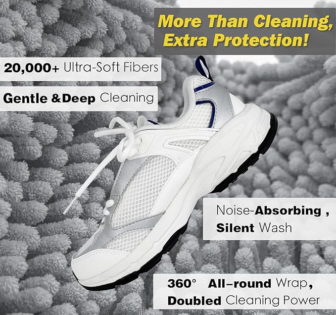 Shoe Washing Machine Bag,Laundry Shoe Bag for Washer and Dryer,Reusable Shoe Cleaning Bag for Sneakers,Tennis Shoes,With Self-locking Zipper, Microfiber Inside,Include Shoes Storage Bag (Grey(2PC))