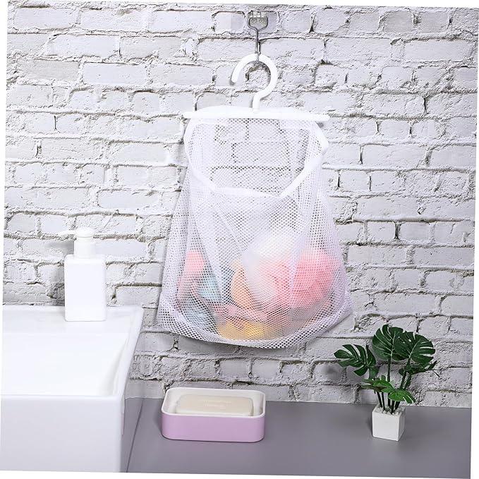 2pcs Mesh Bag with Hook Hanging Laundry Bags Multi-functional Mesh Bags for Kitchen Bathroom Storage Bag