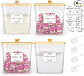 Laundry Room Organization and Storage, Laundry Pods Container with Bamboo Lids and Labels, Laundry Organizer with Scoops for Booster Beads, Powder, Pods, 4Pack