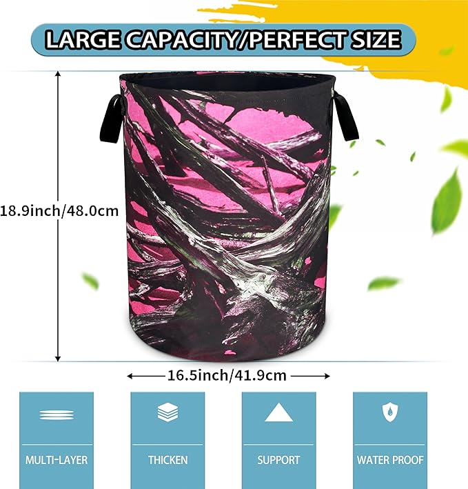 Camouflage Laundry Basket Trees Camo Foldable Oxford Cloth Funny Tote Bag Laundry Hamper Clothes Storage Bucket Toy Organizer For Bathroom/Laundry Storage/Bedroom 18.9x16.5 Inch