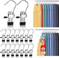 60 Pack Boot Hangers Clips for Closet, Heavy Duty Legging Organizer for Closet Hanging Pants Hangers with Clips Clothes Pins Hanger Clips Laundry Hooks Towel Socks Hats Tall Boots Home Travel Silver