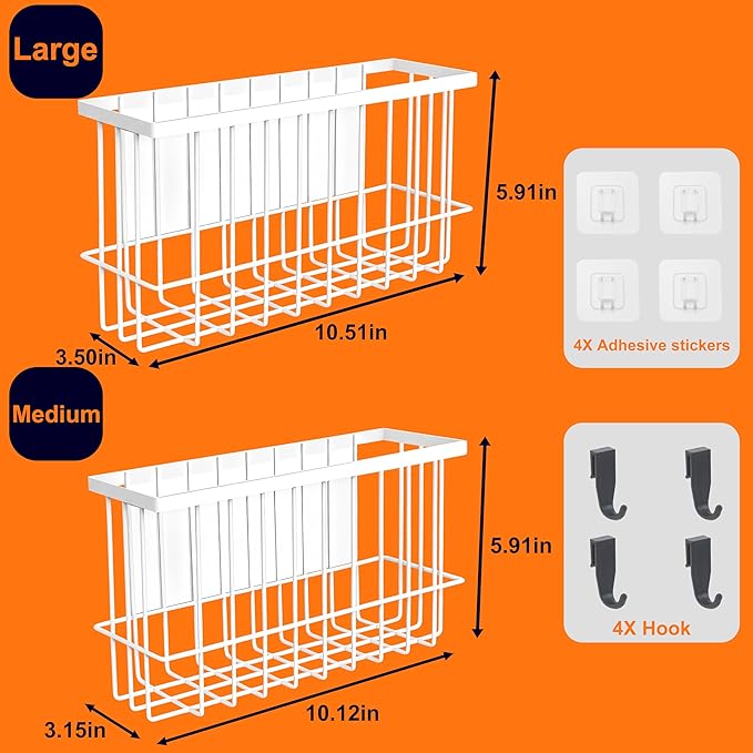 2 Pack Magnetic Basket, Dryer Ball Holder for Laundry Room Organization, Magnetic Lint Bin Storage Wool Dryer Balls and Socks, Lron Dryer Ball Container for Laundry Room Storage, White (No Balls)