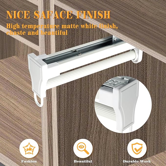 Alise 12 Inch Pull Out Clothes Hanger Rack for Closet,Heavy Duty Closet Rod with Automatic Soft-Close Mechanism for Closets,Closet Pull Out Metal Rod Organizer Hangers for Coats Pants Hangers,White