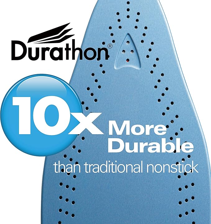 Hamilton Beach Steam Iron & Vertical Steamer for Clothes with Scratch-Resistant Soleplate, Adjustable Steam Settings + 8’ Cord Wrap, 3-Way Auto Shutoff, Anti-Drip, Self-Cleaning, 1500 Watts, Blue