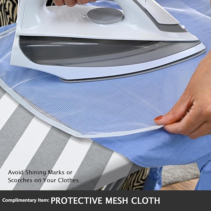 SheeChung Ironing Board Cover and Pad-15x54 Thick Ironing Board Covers with Padding Standard Size,Scorch and Stain Resistant Thick Padding,Large Ironing Cover with Elastic Edge & Adjustable Fasteners