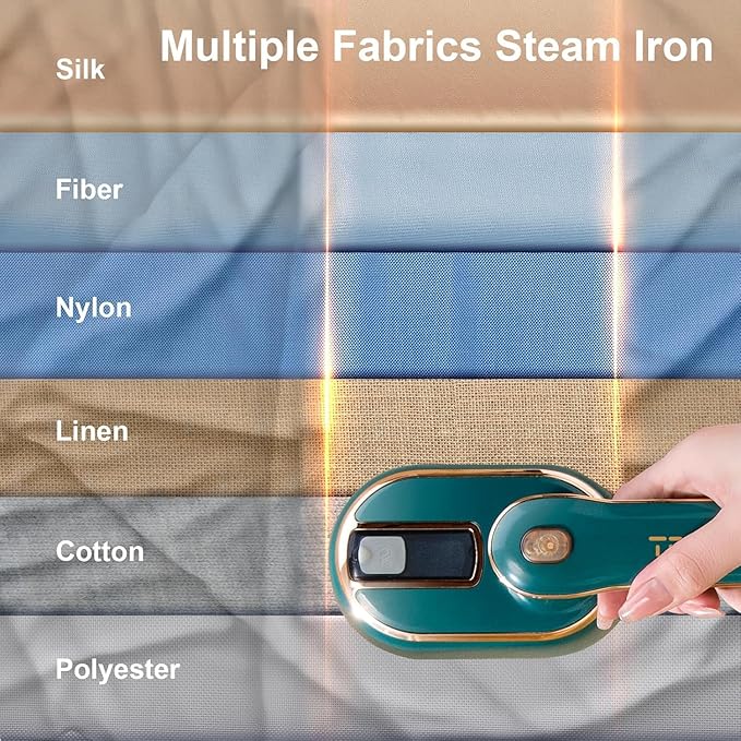 Mini Steam Iron for Clothes, Travel Steamer for Clothes Portable, Micro Steam Iron Mini Handheld Steamer Support Dry And Wet Ironing for Home Travel (White) (Emerald Green)