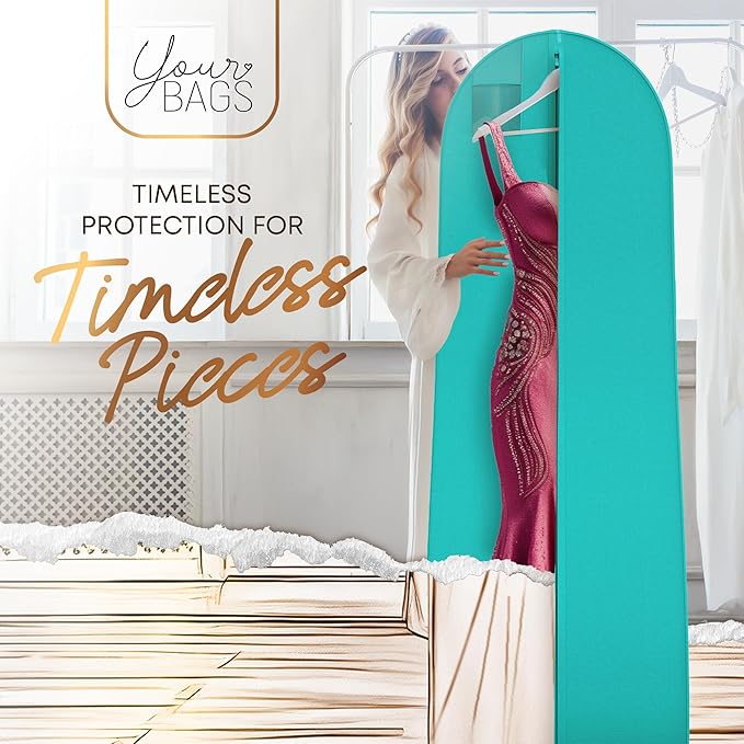 72" Tapered Long Dress Bags for Gowns - Wedding Dress Garment Bag for Dresses - Long Garment Bags for Hanging Clothes & Closet Storage, Dress Bag for Airplane