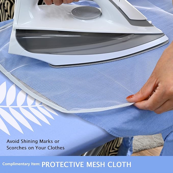 SheeChung 12x42 Inch Ironing Board Cover and Pad -100% Cotton and Heavy-Duty,Snug Fit Over-The-Door & Built in Wall Ironing Board Cover Replacement Pad Cover